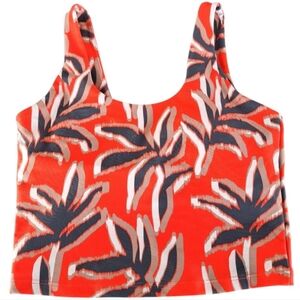 Sage Collective Bold Tropical Print Black And Orange Crop Top